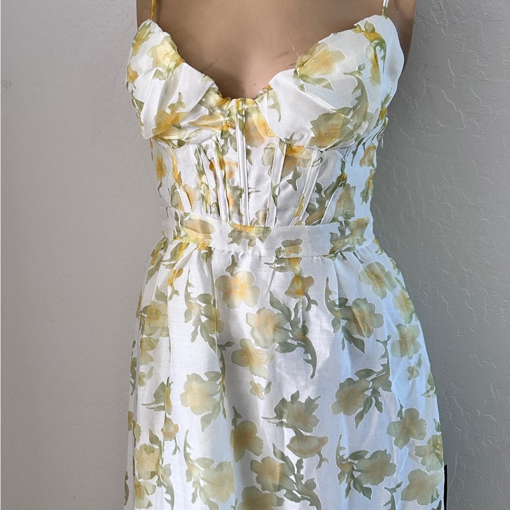 Lulus Gorgeous Floral Burnout Lace-Up Tiered
Maxi Dress
